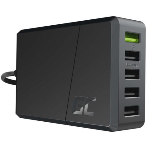 CARICABATTERIE DA PARETE GREEN CELL 5XUSB 52W QC 30