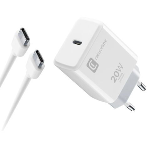 Caricabatterie da rete Cellularlineper iPhone 8 usb-C 20W Bianco