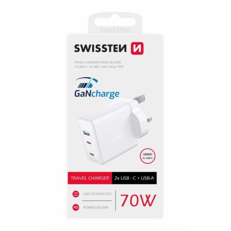 Caricabatterie da viaggio gan 1x usb-c 45w power delivery bianco