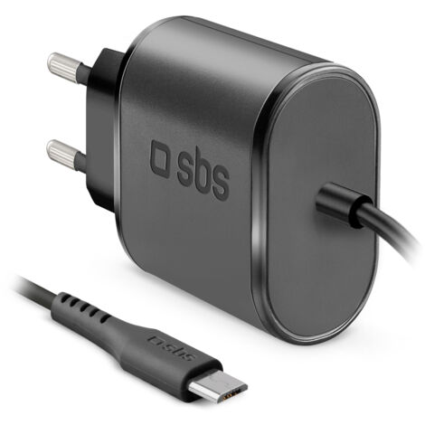 Caricabatterie da viaggio sbs micro usb 100/250v 2100 mah carica rapida nero