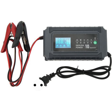 Caricabatterie e mantenitore di carica intelligente e completamente automatico per spine UE da 12 V, 24 V e 220 V
