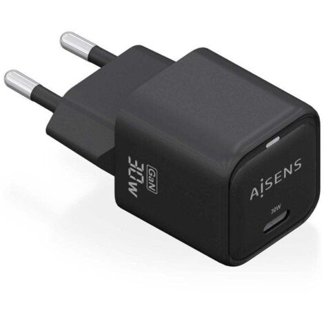 Caricabatterie gan de muro aisens asch-30w1p019-bk/ 1xusb type-c/ 30w