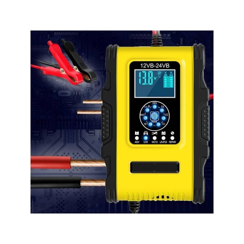 Image of Trade Shop - Caricabatterie Intelligente Avviatore Emergenza Batteria Auto 12v-18a 24v-9a Tk500