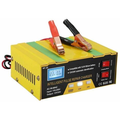Caricabatterie intelligente da 12 V/24 V, caricabatteria a impulsi con display digitale per batterie auto, celle, motociclette