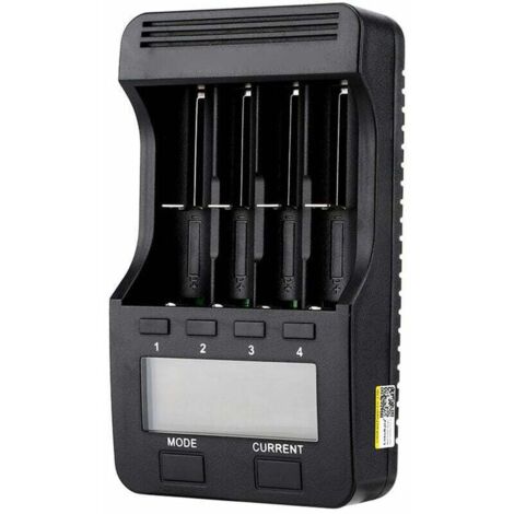 Caricabatterie intelligente Liitokala Lii-500 con display LCD: 4 slot per batterie ricaricabili agli ioni di litio, Ni-MH e Ni-Cd.