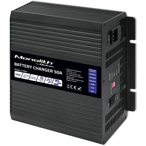 Caricabatterie intelligente professionale Monolith Qoltec per batterie LiFePO4 AGM GEL SLA 50 A 12 V