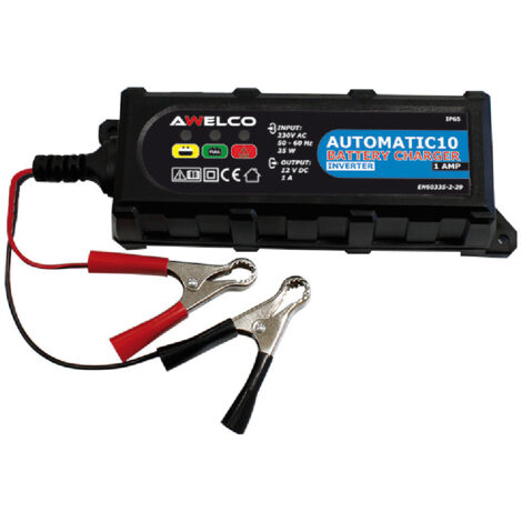 Caricabatterie Mantenitore Batteria 6V 12V 1A AWELCO Automatic10 6V per Auto e Moto