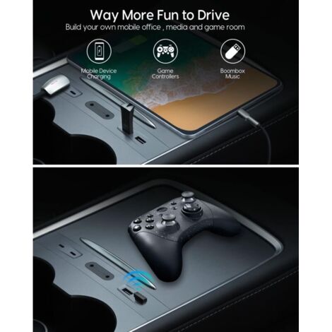 Caricabatterie multiporta per auto per Tesla Model 3/Y (2021-2023), docking station USB per console centrale, compatibile al 100% con Tesla Model 3/Y, accessori Tesla per Model 3/Model Y