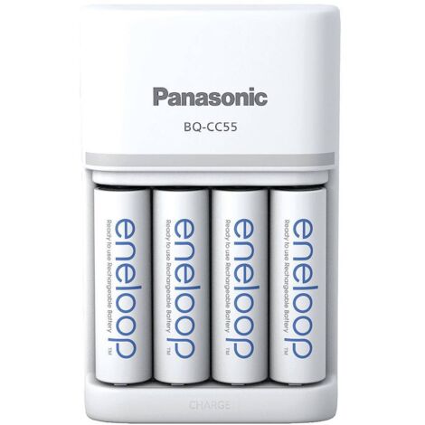 Caricabatterie Panasonic BQ-CC55 Bianco 4 Batterie