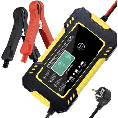 Caricabatterie per auto da 12 V, caricabatteria per batterie al piombo-acido per auto e moto, manutentore portatile con modalità di riparazione e schermo LCD per auto, moto e camion, AGM, Gel e SLA (6