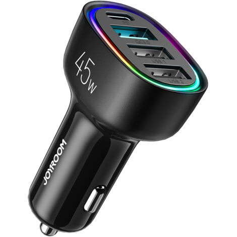 Caricabatterie per auto USB C e USB, [4 porte] PD 3.0 e QC 3.0 e PPS 45 W super veloce mini [lunga corsa] Caricabatterie per auto USB C compatibile con iPhone 14 Pro Max, 13 Pro Max, iPad Pro, Samsung