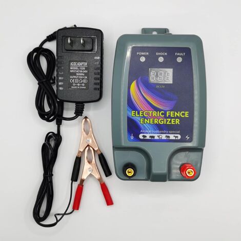Caricabatterie per recinzione elettrica per bestiame, kit di elettrificazione per recinzione elettrica, controller per recinzione elettrica 12V 3J, adattatore di alimentazione per batteria a doppio in