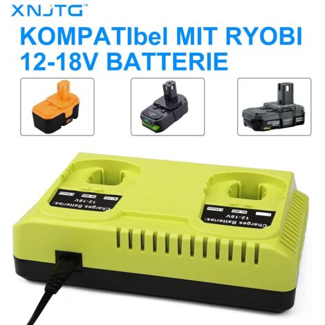 Caricabatterie per Ryobi 3A 12V-18V Caricabatterie sostitutivo a doppia porta per batteria Ryobi One+ P108 P107 P104 P105 P102 P103