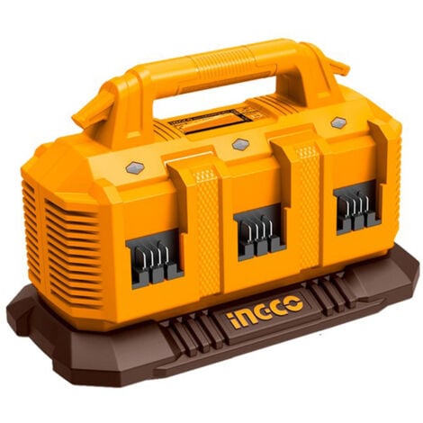 Caricabatterie rapido 20 V 4 Ah 6 porte di ricarica per batterie Ingco FCLI2064