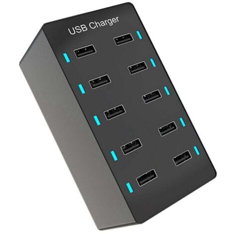 Caricabatterie rapido a 10 porte, nero (Regno Unito)