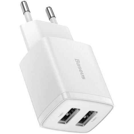 Caricabatterie rapido compatto Baseus, 2 porte USB, 10,5 W (bianco)