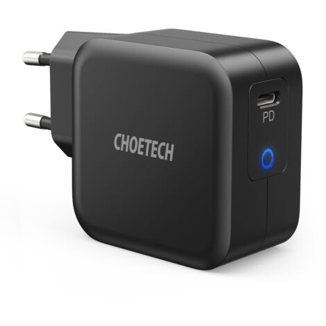 Caricabatterie rapido GaN USB Type-C 61W 3A PowerDelivery Nero