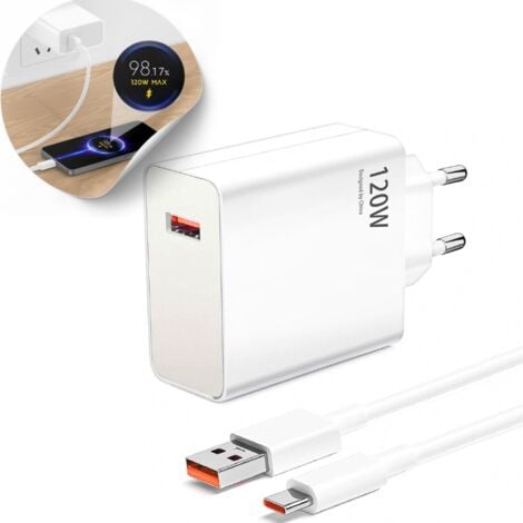 KZQ Caricabatterie rapido USB da 120 W per Xiaomi 14T Pro /13T Pro /11T Pro,caricabatterie Turbo con cavo USB C da 6A per Redmi Note 13 Pro+ 12 Pro+ 11 Pro+ 5G