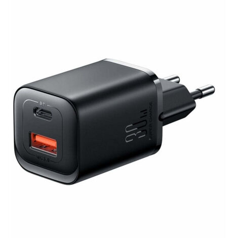 Caricabatterie rapido usb e usb c pd e qc 30 3a 30w - nero