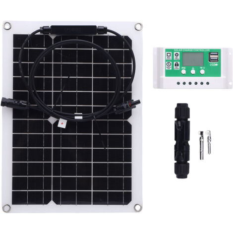Caricabatterie solare da 15 W/18 V con regolatore - Multifunzionale, antipioggia, per serra e campeggio