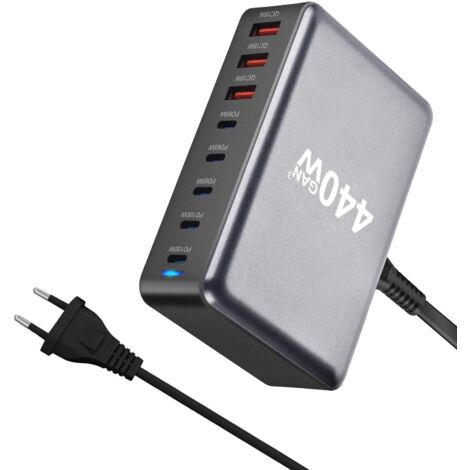 Caricabatterie USB-C, caricabatterie da viaggio USB-C a 8 porte GaN da 440 W con ricarica rapida, caricabatterie multi-USB-C per laptop compatibile con iPhone 16, 15, 14, 13, MacBook Air, iPad, Dell X