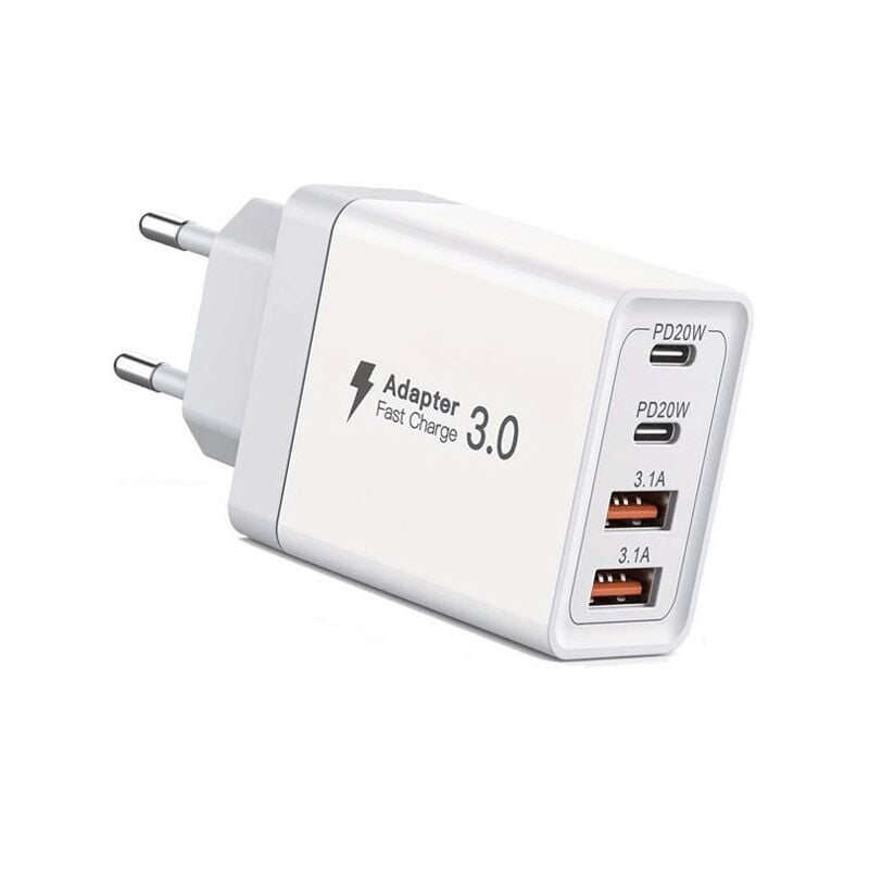 Image of Caricabatterie usb c, caricabatterie rapido usb c a 4 porte da 55 w per iPhone, adattatore multiporta pd+qc 3.1 a di tipo c per iPhone 16, 15, 14,