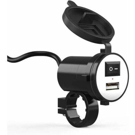 Caricabatterie USB impermeabile da 12 V per moto, supporto universale per manubrio, caricabatterie USB impermeabile per moto, ricarica rapida a 5 V/2,1 A per GPS e telefoni cellulari