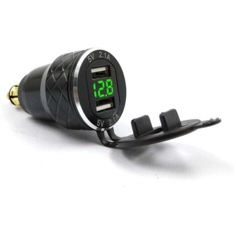 Caricabatterie USB per cellulare da moto, spina europea per BMW Ducati, indicatore di tensione in metallo, caricabatteria da auto, verde