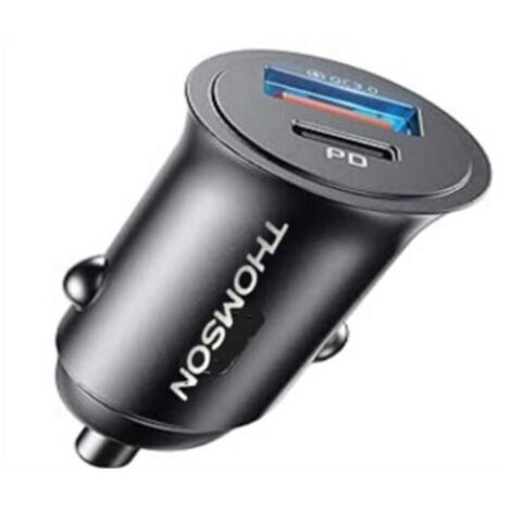 Caricatore auto Thomson USB-A + USB-C compatto 18W + PD20W