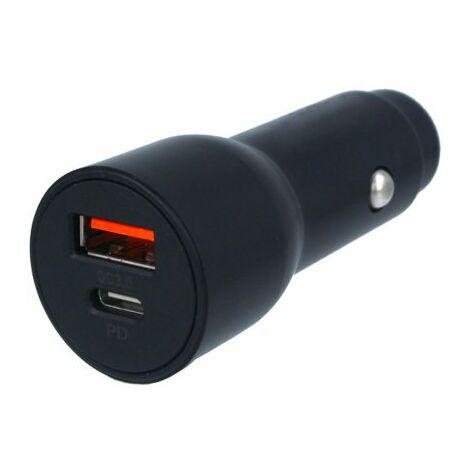 Caricatore Da Auto 2 Porte USB C PD USB-A QC3.0 Ricarica Rapido Massimo 18W Rotondo 29mm