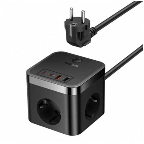 Caricatore da muro Baseus PowerCombo Cube, 4000 W, 2x USB-A, 2x USB-C, 3x prese EU