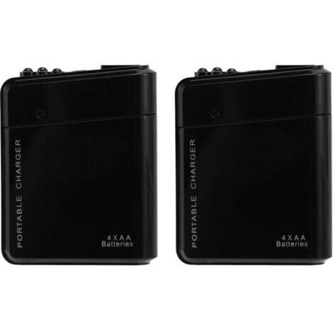 Caricatore portatile USB con batterie AA da 2 (nero) e batterie AA da 4 per telefono