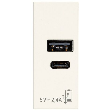 Caricatore USB 2.4A con porte tipo A e C VIMAR Linea Bianca 30292.ACB