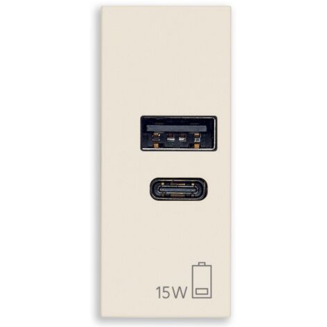 Caricatore USB 3A 15W porte tipo A e C VIMAR Linea Canapa 30292.AC15C