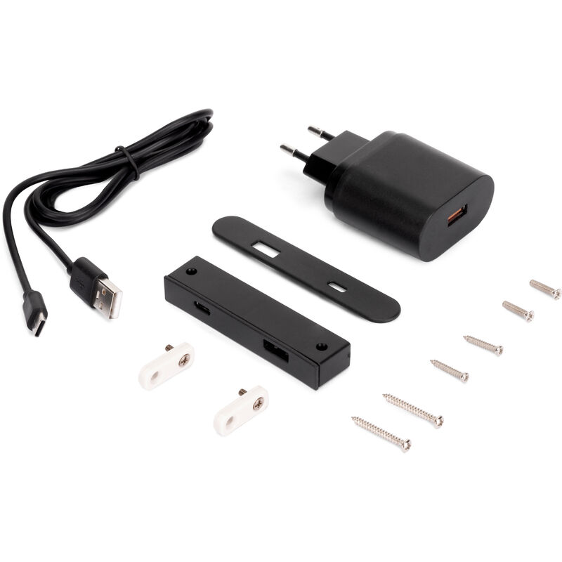 Image of Emuca - connettore usb a+c linky (81x12mm), 5v/9v dc 3a (15w), plastica nera, tecnoplastica