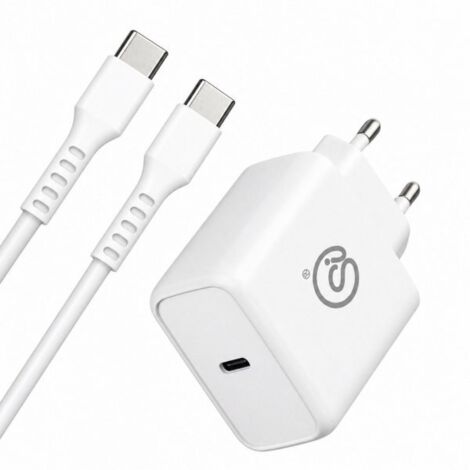 Caricatore USB-C 65W PD3.0, Alimentatore Rete EU con cavo USB-C 1M
