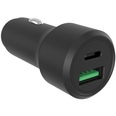 Caricatore USB per auto - Custodia in alluminio - 2 uscite - USB-A e USB-C - 38W