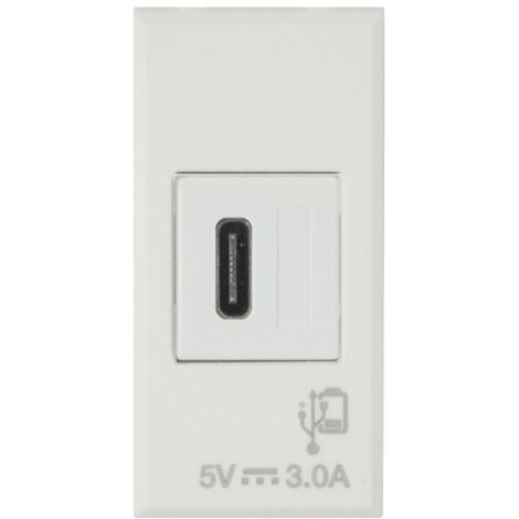 AVE INTERRUTTORI CATALOGO Caricatore USB Tipo C 3A 1 modulo Bianco Whitek S44 Ave 446082USBC