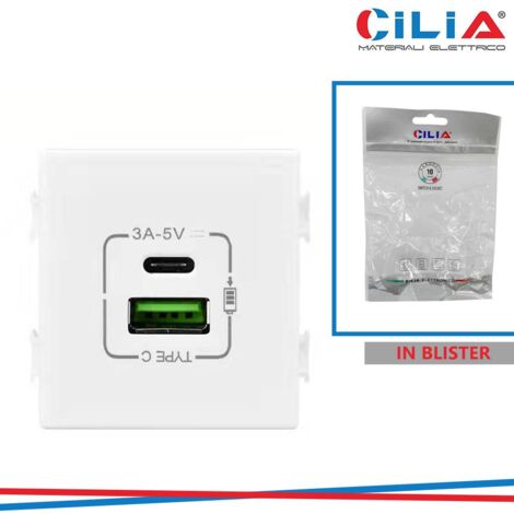 CARICATORE USB + TYPE C MTX BIANCO CILIA