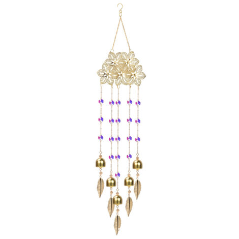 Carillon à Plumes Cristal  Capteur de Lumière Solaire avec Cloches Métalliques  63 cm