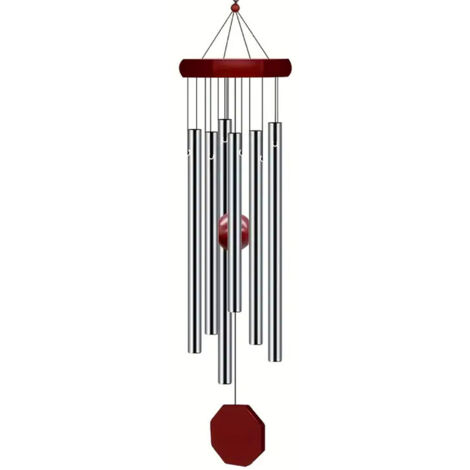 Carillon à vent en aluminium 66 cm – 6 tubes – Son apaisant pour jardin, balcon, décoration intérieure – Fixation nylon noir