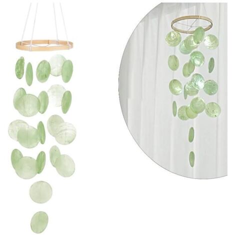 Carillon à vent en coquillage, attrape-rêves, guirlande, son unique, décoration pour jardin ou terrasse (vert)