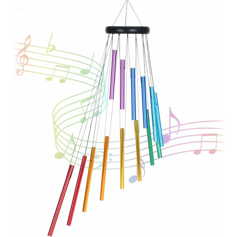 Memkey - Carillon a Vent Exterieur, 14 Tube Couleur Aluminium Carillon à Vent,Deco de Arbre Moulin à Vent Jardin Exterieur ou Interieur(Couleur)