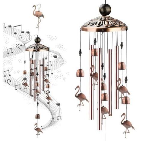 Carillon à vent extérieur zen en métal – Longueur 91 cm – Fil tressé nylon résistant – Décoration jardin et terrasse