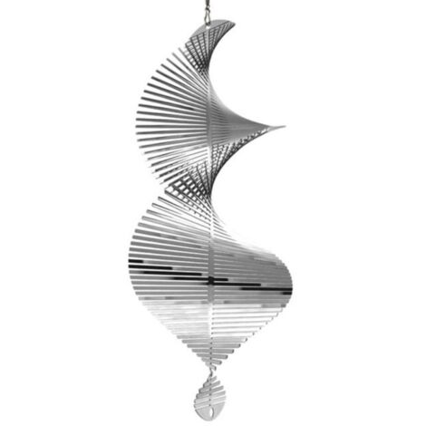Carillon à Vent Spiralé 3D Argenté Double Face, Suspension Décorative pour Jardin, Terrasse et Balcon