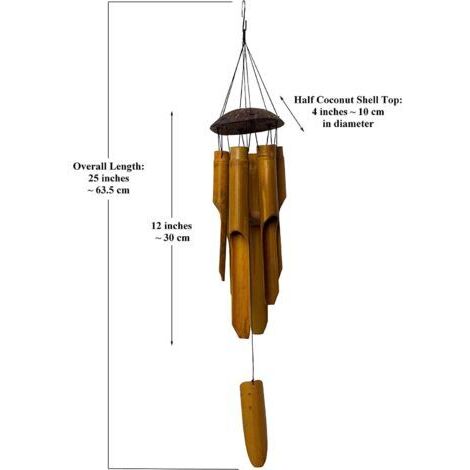 Carillon de Vent en Bambou et Noix de Coco – Décoration de Jardin et Porte – Artisanat en Bois Naturel