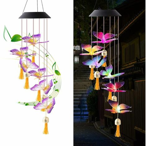 Carillon De Vent Solaire, Lumieres Changeantes De Couleur, Led Decoratives, Lumieres Solaires Exterieures Impermeables Pour La Maison / Cour / Patio / Jardin / Cadeau De Maman