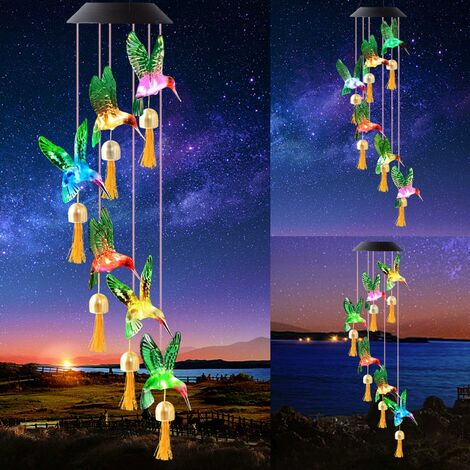 Carillon de vent solaire pour l'extérieur, lumières solaires changeantes de couleur, mobile décoratif de LED, lumières solaires extérieures imperméables pour la maison / cour / patio / jardin / cadeau