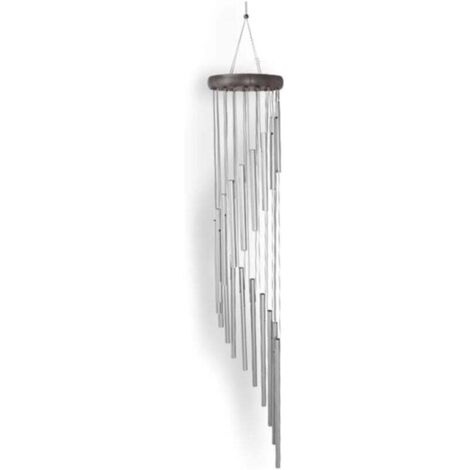 Carillón de viento metálico ZVD, decoración para jardín, patio o porche, regalo de Navidad (plata)