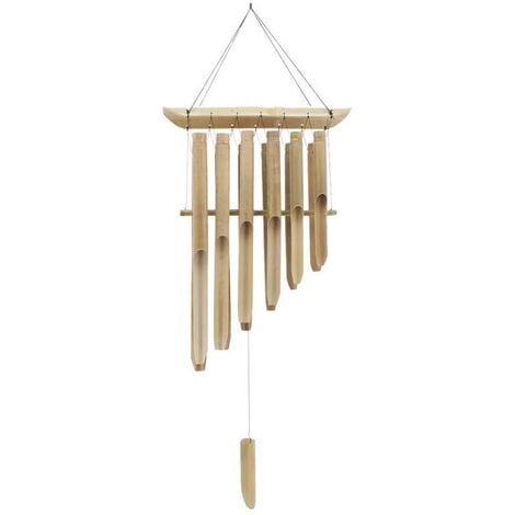 Carillon éolien décoration bambou pour balcon suspendu Ø10cm  H28cm-838501